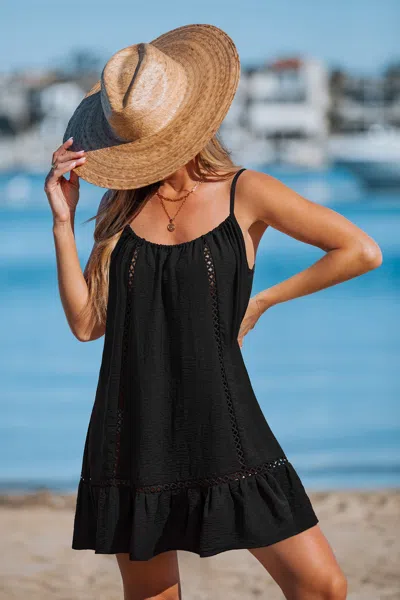 Cupshe Moonlit Grace Black Cover-up Mini Dress