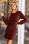 Cupshe Morning Brew Brown Mini Sweater Dress In Brown