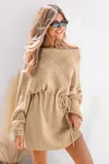 Cupshe Morning Latte Beige Mini Sweater Dress