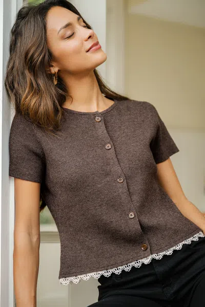 Cupshe Morning Roast Brown Knit Top