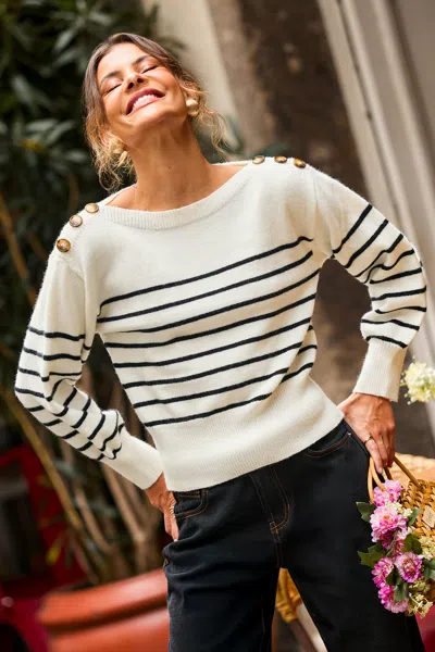 Cupshe Nantucket Striped Sweater In Gray