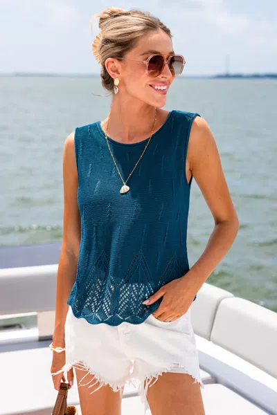 Cupshe Natural Flow Teal Cover-up Top In Blue