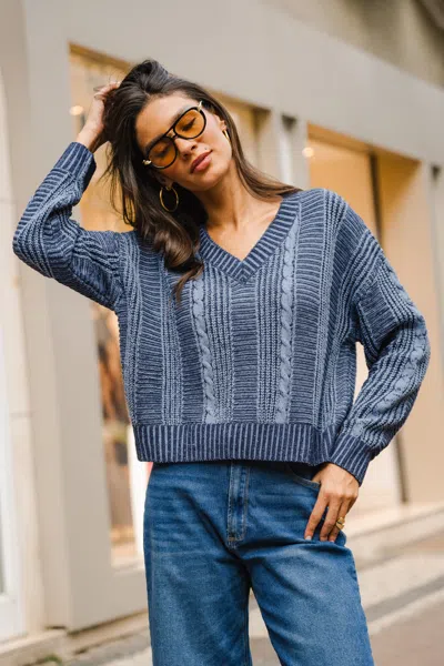 Cupshe Natural Talent Blue Sweater