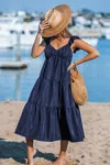 Cupshe Navy Blue Sweetheart Neck Midi Dress