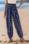 Cupshe Navy Boho Tapered Cover-up Pants In Blue