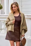 Cupshe Neutral Open Front Dolman Sleeve Cardigan In Brown