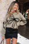 Cupshe Neutral Ribbon Long Sleeve Sweater In White