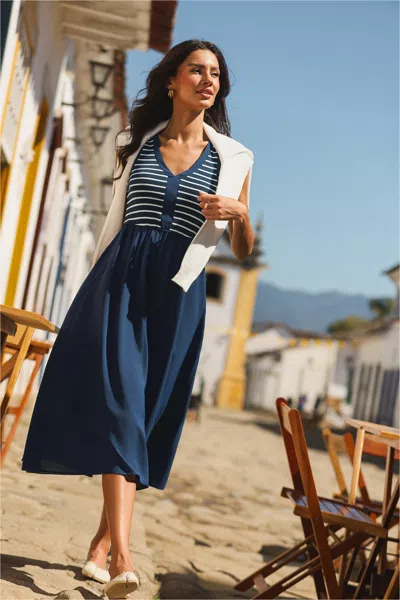 Cupshe Never Better Striped Maxi Dress In Cobalt