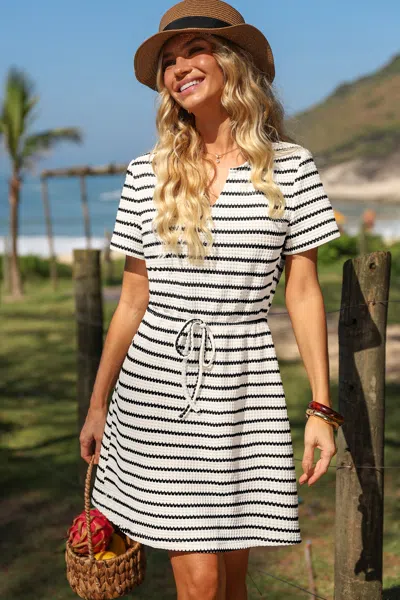 Cupshe Never Better Striped Mini Dress In Black