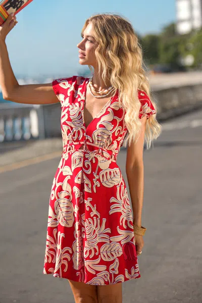 Cupshe New Direction Tropical Mini Dress In Red