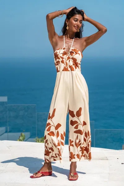 Cupshe New Heights Tropical Jumpsuit In Sand