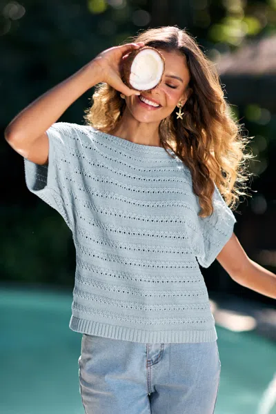 Cupshe Nice To Meet You Blue Knit Top