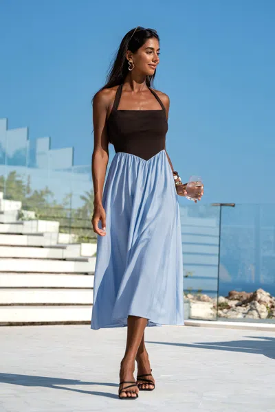 Cupshe Night Plans Colorblock Maxi Dress In Blue