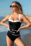 Cupshe Night Swan Long Torso One-piece Swimsuit In Black