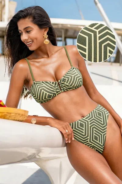 Cupshe No Context Geo Bikini Set In Green
