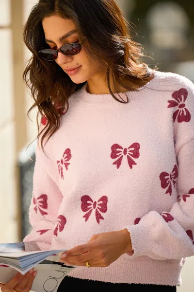 Cupshe No Loose Ends Bow Sweater In Pink