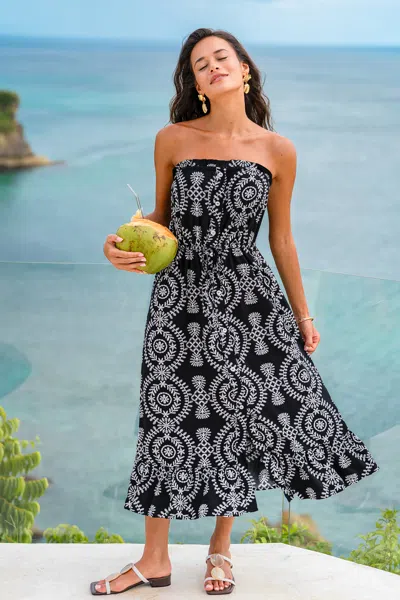 Cupshe Nocturnal Ornate Midi Dress In Black