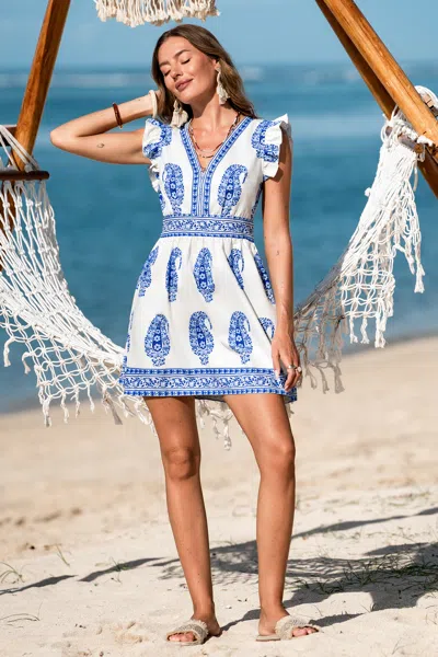 Cupshe Not Too Much Ornate Mini Dress In Blue
