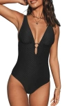 CUPSHE CUPSHE O-RING FRONT TEXTURED ONE-PIECE SWIMSUIT