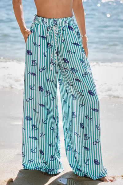 Cupshe Off The Reef Striped Pants In Blue