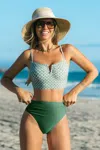 Cupshe Olive Branch Geo Tankini Set In Multi