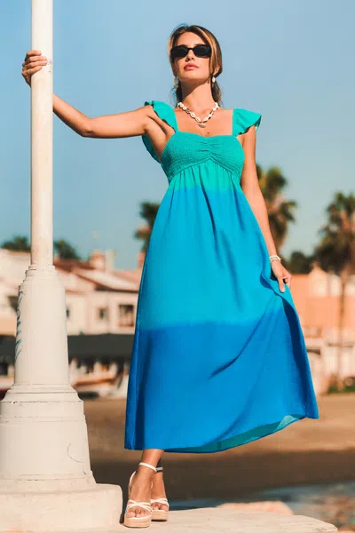 Cupshe On A Journey Ombre Maxi Dress In Blue