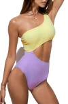 CUPSHE ONE-SHOULDER COLORBLOCK ONE-PIECE SWIMSUIT