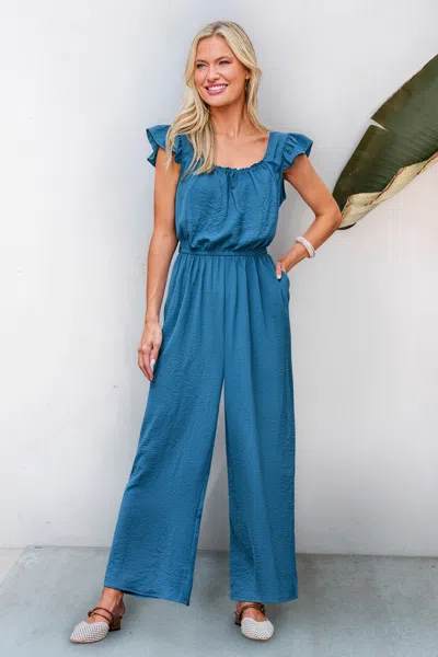 Cupshe Open Heart Blue Jumpsuit