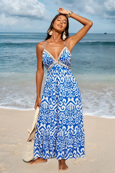 Cupshe Open Secret Abstract Midi Dress In Blue