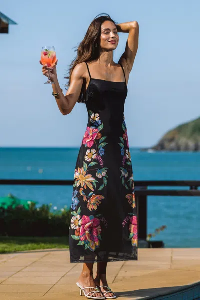 Cupshe Opening Scene Floral Midi Dress In Black
