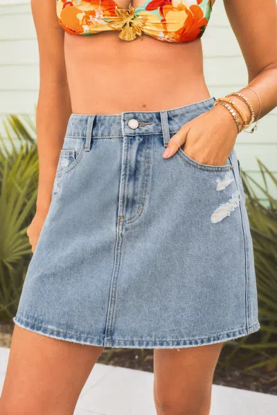 Cupshe Orange Avenue Denim Mini Skirt In Blue