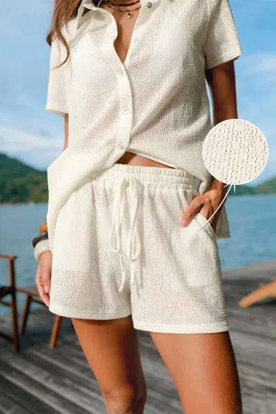 Cupshe Orange Tonic Beige Cover-up Shorts In White