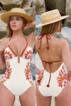 Cupshe Ornate Floral V-neck Keyhole One Piece Swimsuit In Multi