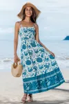Cupshe Otherworldly Charm Ornate Maxi Dress In Blue