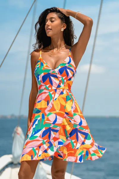 Cupshe Out Loud Abstract Mini Dress In Blue