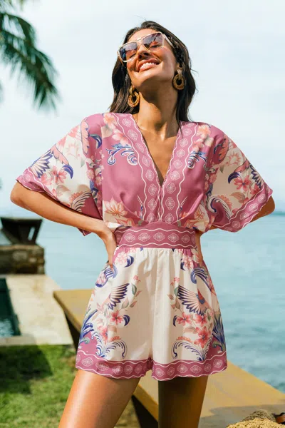 Cupshe Over The Rainbow Tropical Romper In Red