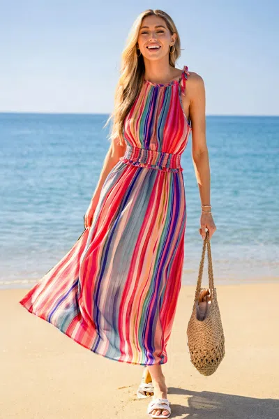 Cupshe Painted Day Striped Maxi Dress In Multi