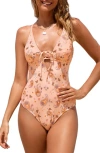 CUPSHE PAISLEY PLUNGE NECK ONE-PIECE SWIMSUIT