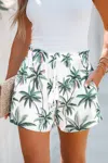 Cupshe Palm Tree Print Drawstring Shorts In White