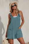 Cupshe Patch Pocket Pinafore Romper In Blue