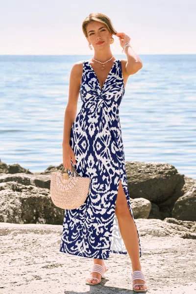 Cupshe Pearlescent Waves Abstract Midi Dress In Blue