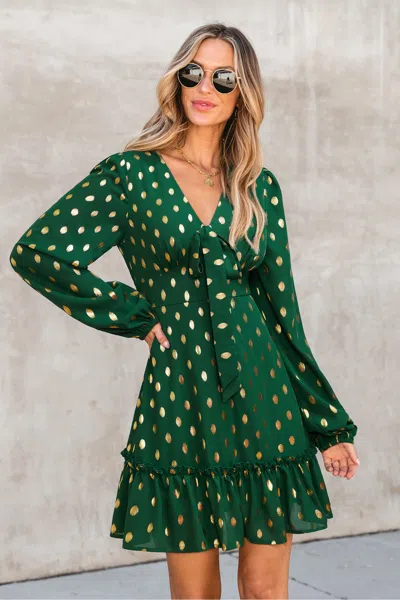 Cupshe Pep Talk Polka Dot Mini Dress In Green