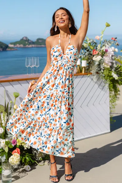 Cupshe Perfect Timing Floral Maxi Dress In Orange