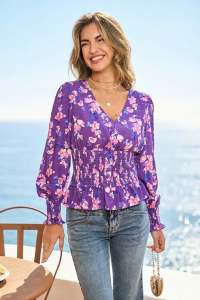 Cupshe Petal Talk Floral Top In Purple
