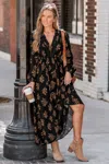 Cupshe Petals At Dusk Floral Maxi Dress In Black