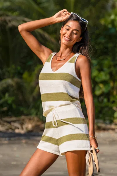 Cupshe Picture This Striped Cover-up Top In Green