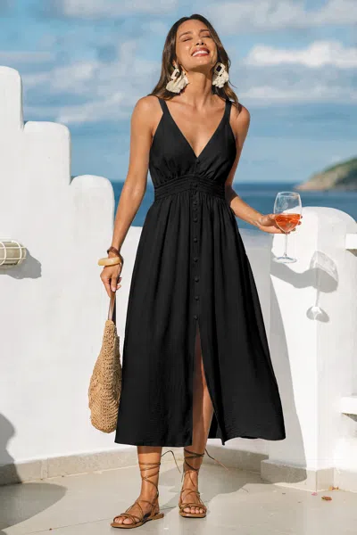 Cupshe Piece Of Cake Black Midi Dress