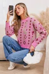 Cupshe Pink Floral Long Sleeve Sweater In Multi