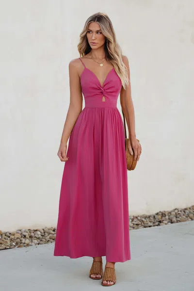 Cupshe Pink Twist & Keyhole Sweetheart Maxi Dress