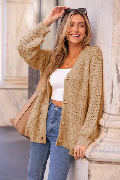 Cupshe Pinkies Up Taupe Cardigan